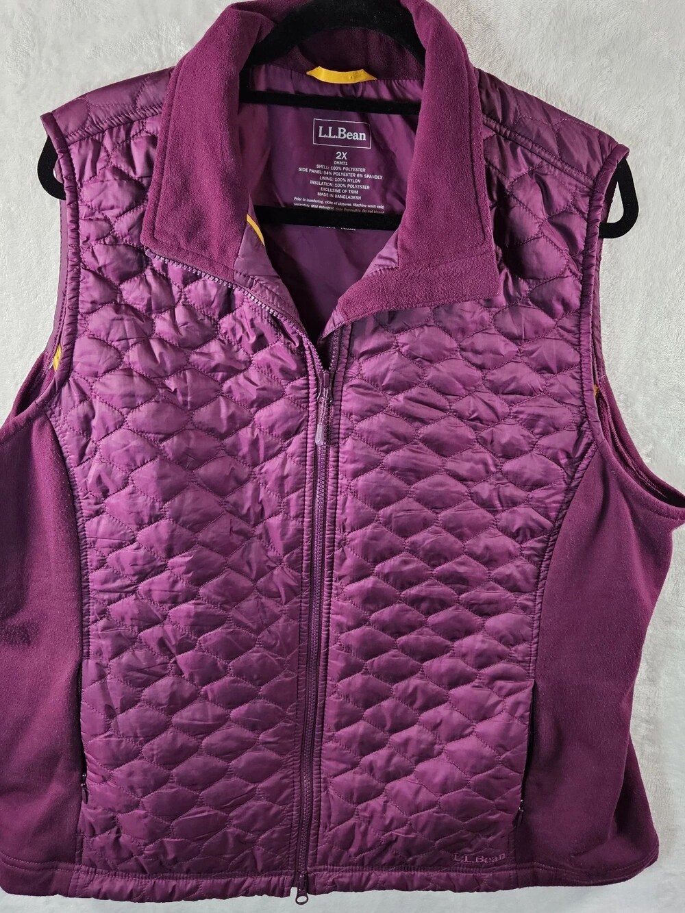 L.L.Bean Quilted Fleece Hybrid Vest Thinsulate Insulation Purple Women's Size 2X